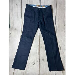 Enzo Tovare Pants Mens 36 Navy‎ Blue Textured Cotton Straight Leg Minimalist